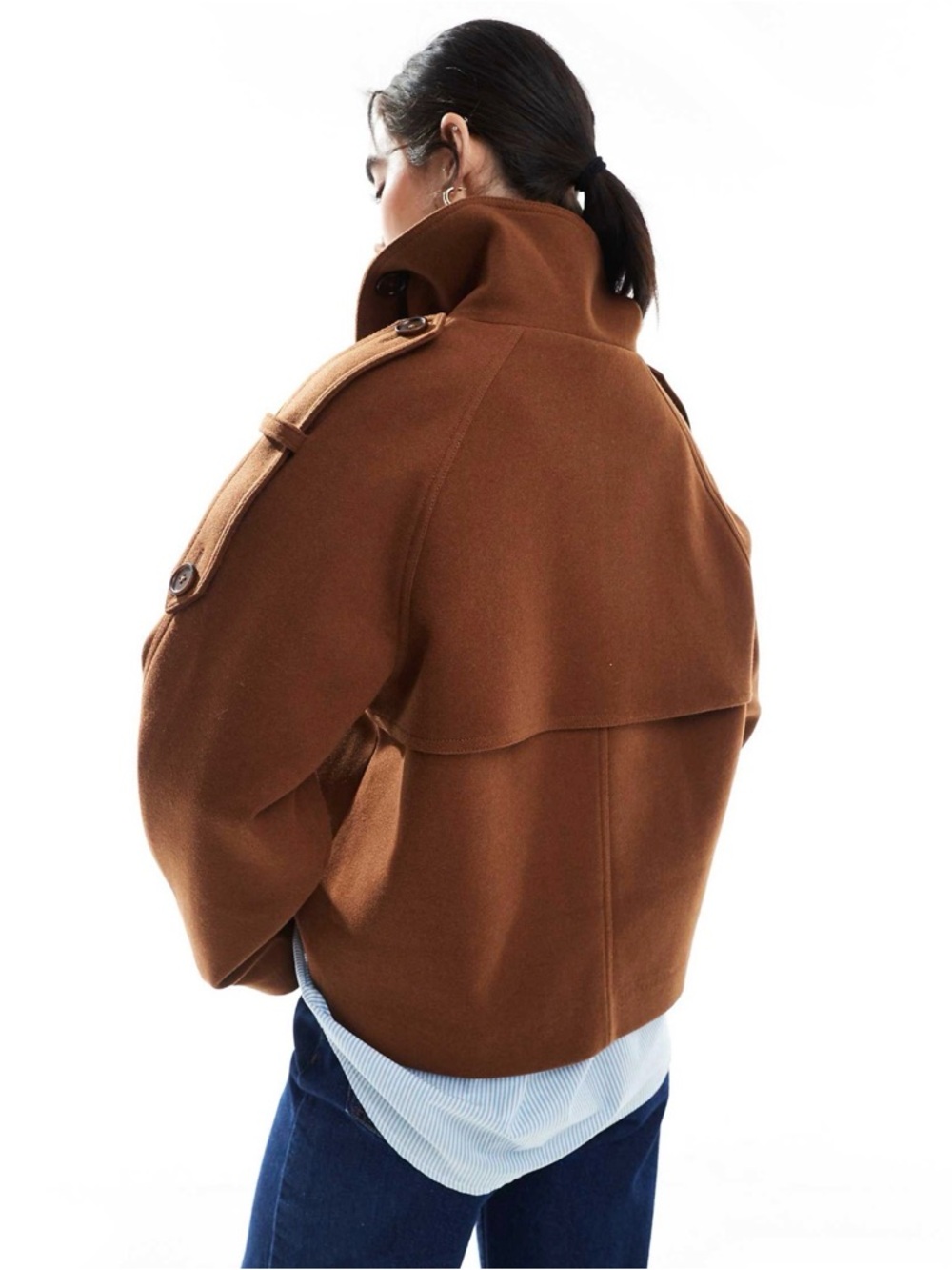 ASOS Rust Double-Breasted Pea Coat - Picture 3 of 4
